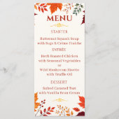 Menu Automne rustique feuilles ivoire et orange (Devant)
