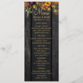 Menu Automne rustique fleurie chic bois mariage (Devant)