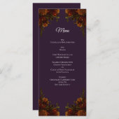 Menu Automne Violet Rustique Orange Mariage Élégant got (Devant / Derrière)
