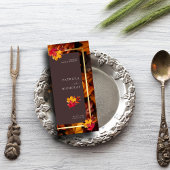 Menu Automne Woody Brown & Elegant Golden Frame Mariage