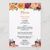 Menu Autumn Burgundy and Orange Floral Wedding (Devant)