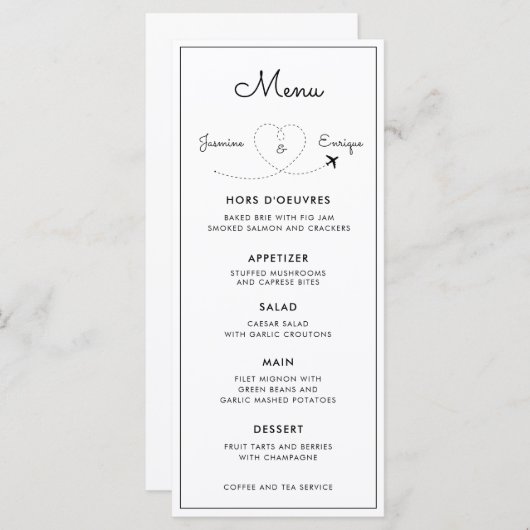 Menu Avion | Mariage de destination (Devant / Derrière)
