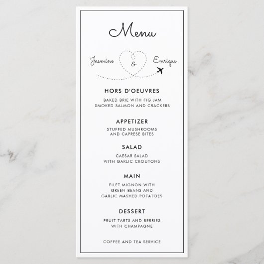 Menu Avion | Mariage de destination (Devant)