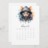 Menu Avril Calendrier autonome Souris Souris Splash Art (Devant / Derrière)