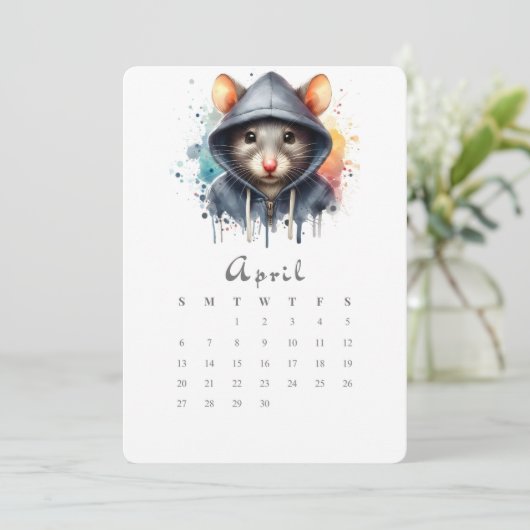 Menu Avril Calendrier autonome Souris Souris Splash Art (Debout devant)