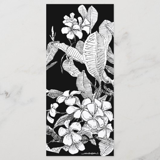 Menu B&W Frangipani Bohême Botanique Mariage moderne (Dos)