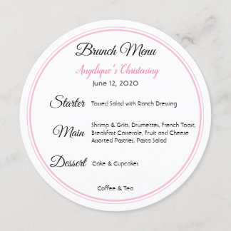 Menu baby Christening Brunch Kaart