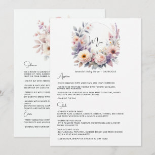 Menu Baby in Bloom Élégante Baby Shower Florale
