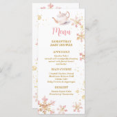Menu Baby Is Brewing Pink Winter Tea Party Baby Shower (Devant / Derrière)