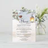 Menu baby shower à feuillage persistant aquarelle (Debout devant)