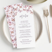 Menu Baby shower à papillon mou et rose