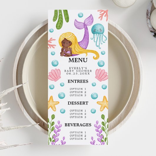 Menu Baby shower Afrikaanse Zeemeermin