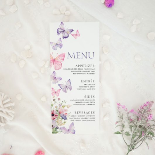 Menu baby shower avec Papillons