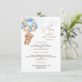 Menu Baby shower Bear Blue Balloons (Debout devant)
