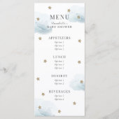 Menu Baby shower bleu Little Star Twinkle (Devant)