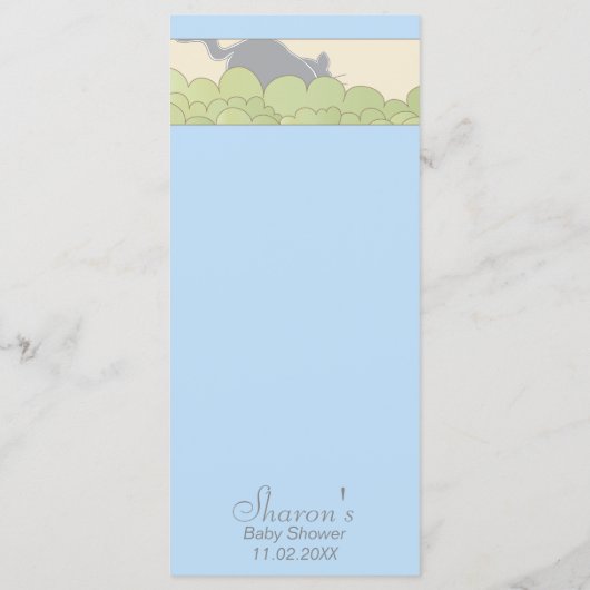 Menu baby shower "Blue Cat Library" (Dos)