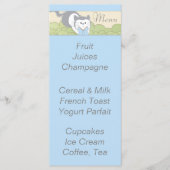 Menu baby shower "Blue Cat Library" (Devant)