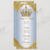 Menu Baby shower Blue Gold (Devant / Derrière)