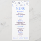Menu Baby shower Blue Snowflake (Devant)