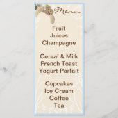 Menu baby shower "BlueTurtle" (Devant)