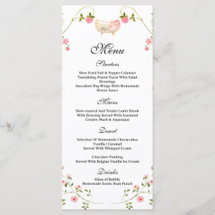 Menu Baby Shower Bohème Chic Fleurie Luxuriante Blanc