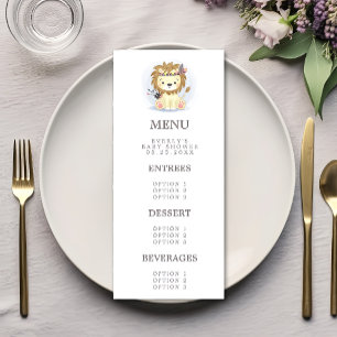 Menu Baby Shower Bohème Lion Tribal Aquarelle