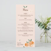 Menu Baby shower botanique Little Cutie Orange Citrus (Debout devant)