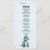 Menu Baby shower Boy Dinosaur (Devant / Derrière)