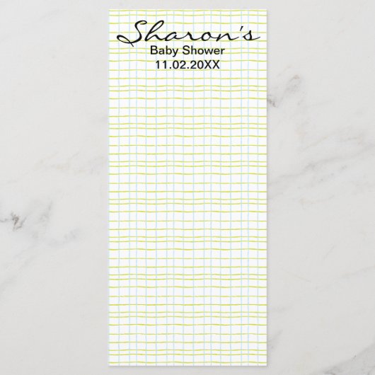 Menu baby shower "Chouette bleue" (Dos)