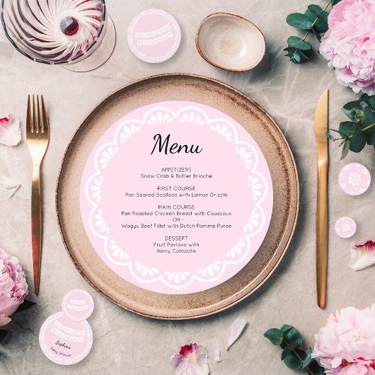 Menu baby shower Cielito Lindo Pink Round Chargeur