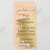 Menu baby shower "Classic Gold/Pink" (Devant / Derrière)