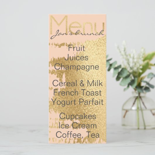 Menu baby shower "Classic Gold/Pink" (Debout devant)