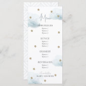Menu Baby shower d'aquarelle Cloud 9 étoiles (Devant / Derrière)