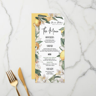 Menu Baby shower d'aquarelle florale Citrus Lemon