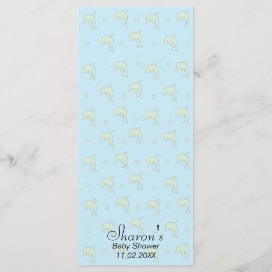 Menu baby shower "Dauphins Bleus" (Dos)