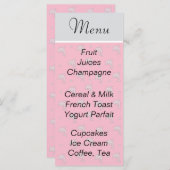 Menu baby shower "Dauphins roses" (Devant / Derrière)