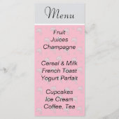 Menu baby shower "Dauphins roses" (Devant)