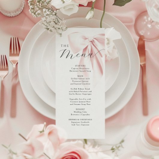 Menu Baby shower de boule rose