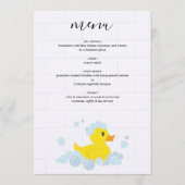 Menu Baby shower de canard en caoutchouc (Devant)