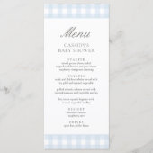 Menu Baby shower de garçon classique En vichy bleu (Devant)