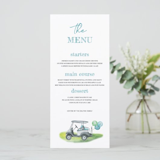 Menu Baby shower de golf (Debout devant)