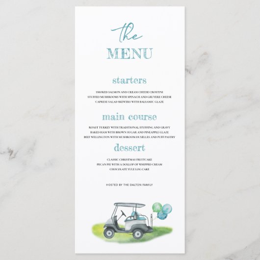Menu Baby shower de golf (Devant)