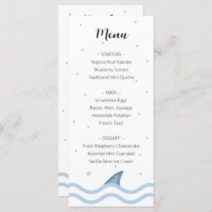 Menu Baby shower de requin avec fin de requin et b