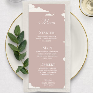Menu Baby shower de thème nuage minimal rose rustique