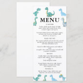 Menu Baby Shower Dinosaure Élégant Blanc (Devant / Derrière)