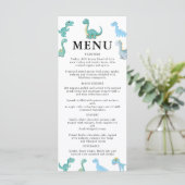 Menu Baby Shower Dinosaure Élégant Blanc (Debout devant)