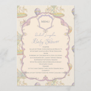 Menu Baby shower du parc d'attractions Fairytale Vintag