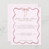 Menu Baby shower Fille de la frontière rose Bow (Devant / Derrière)