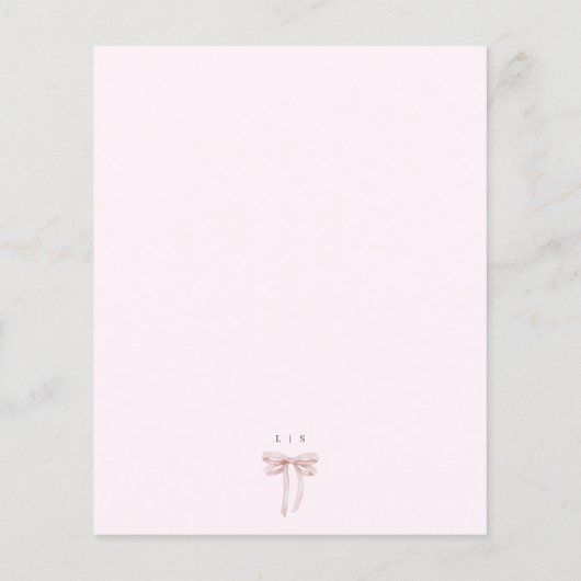 Menu Baby shower Fille de la frontière rose Bow (Dos)