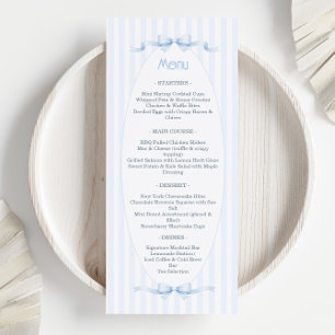 Menu Baby Shower Fille Oie Silly Vintage Bleu Pastel